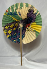 1927 Paper Cockade Fan Stylized Peacock BENEDICTINE La Grande Liqueur Francaise picture