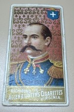 1889 Allen & Ginter World's Sovereigns Tobacco N34 King of Greece picture