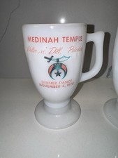 Vintage Medinah Temple Shriners Milk Glass Footed Mug Chicago 50th Anniversary picture