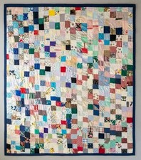 Handmade 30’s Patchwork Postage Stamp Scrappy Quilt With Plaid Design Back 69x90 picture