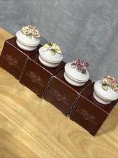 Victorian Trading Company Small Bisque Porcelain Trinket Boxes 4pc picture