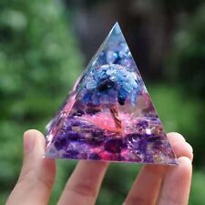 Natural Orgonite Pyramid Amethyst Rose Quartz Crystal Tree of Life Energy Tower picture