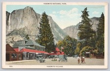 Vintage Yosemite Village Postcard - Cars, Sentinel Hotel, Falls - Western Pub. picture