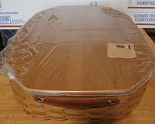 Longaberger All-in-One Basket Set with New Woodcrafts Lid 21x16x6 picture