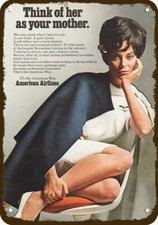 1968 AMERICAN AIRLINES STEWARDESS MOTHER Vntg-Look DECORATIVE REPLICA METAL SIGN picture