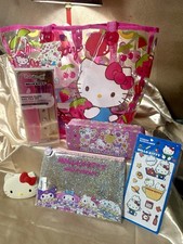 Hello Kitty Sanrio Kawaii Lot Clear Fruit Tote Vintage 1989 Mirror Tin picture