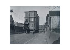1935 East Boston MA Moving Victorian Tenement House Down Street Glass Neg OOAK picture