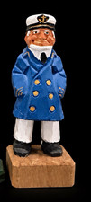 Vintage Hand-Carved & Hand-Painted Wooden Sea Captain / Sailor Figurine – Taiwan picture