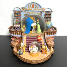 Disney Store - VTG Beauty & The Beast Library Musical Double Snow Globe picture