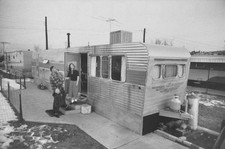 Young couple and family living in trailer Historic Old Photo picture