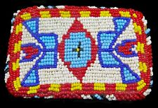 Tribal Southwest Beads Beaded Leather Handmade Vintage Belt Buckle picture