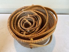 Vintage Nested Round Nantucket Baskets Set of 6 Nautical Cottage Home Decor picture