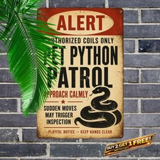 Funny Snake Python Metal Tin Sign Home Wall Art 8x12 inch picture