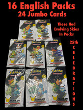 ( 8 ) 25th Pokemon First Partner Packs Set ( 16) Booster Packs (24 ) Jumbo Cards picture