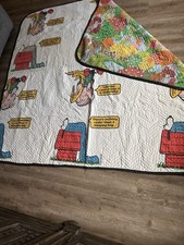 Vintage 1971 Peanuts Snoopy Charles Schulz Handmade Quilt Queen Size picture