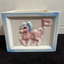 Rubens Vtg Music Box Original Baby Nursery Block Planter Pony ABC Japan picture