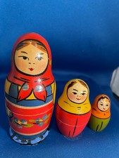 RUSSIAN MATRYOSHKA 3 NESTING HAND-PAINTED DOLLS picture