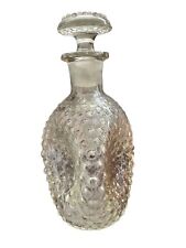 Hobnail Decanter Bottle Clear Glass Blown Pinch Barware Vintage 9” picture