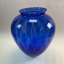 Elegant Princess House Sapphire Blue Optic Waves Crystal Vase 8.5