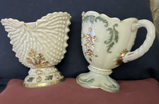 Antique Northwood Argonaut Shell Nautilus Custard Glass Creamer & Sugar Spooner picture