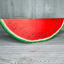 Wood painted whimsical rustic folk art painted watermelon slice with seeds picture