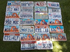 Lot Of 26 Mixed States ROUGH, Scratch & Dent & Bent License Plates Craft Grade picture