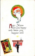 Vintage 1923 Santa Claus Christmas Postcard Lutheran Wheat Ridge Sanitarium Seal picture