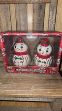 New Release Johanna Parker Christmas Snowman Shakers Set of 2 Vintage Style picture