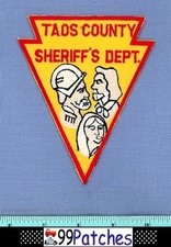 TAOS COUNTY SHERIFF NEW MEXICO Shoulder Patch INDIAN ARROWHEAD SHAPE MADONNA 2I picture