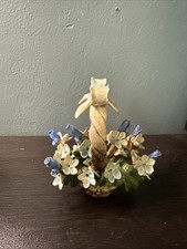 Vintage Italian Capodimonte Porcelain Floral Basket Figurine picture