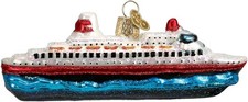 Old World Christmas CRUISE SHIP (46030) Glass Ornament w/ OWC Box picture
