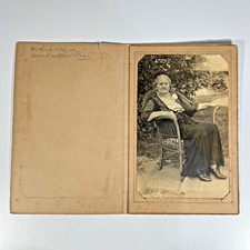 Larger Antique 1930s Cabinet Card Grandmother Page Named Outdoor Portrait Wells picture