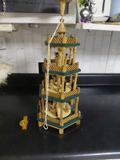 Vintage Erzgebirgische Volkskunst 4 Tier Wood Nativity Pyramid Windmill Parts picture