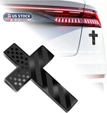 3D Jesus Cross for Car Metal Emblem American Flag Texture,Stylish Cross Car Deca picture