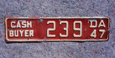 Red 1947 WASHINGTON State Cash Buyer Dealer License Plate Topper Original Paint picture