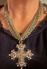 Vintage Traci Lynn, Gothic Cross, Multi-Strand Chunky Cross, Victorian Revival picture
