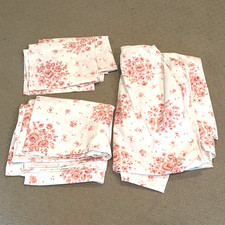Vintage 70s Cannon Monticello Pink Floral Rose Sheet Set 2 Pillowcases Cottage picture