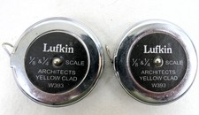 2 x Vintage LUFKIN 1/8 & 1/4 Scale Architects Yellow Clad W393 Tape Measures picture