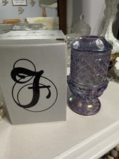 Vtg HTF Fenton violet iridized Fine Cut & Block Fairy Lamp #9102 6”H - QVC picture