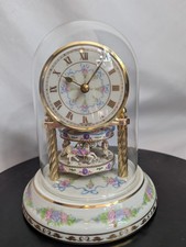 Vintage Franklin Mint Arzberg Carousel Anniversary Clock Porcelain Glass Dome picture
