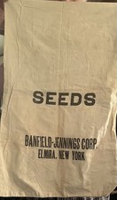 Vintage 1950s SEEDS Seed Cloth Bag Farm Feed Sack Banfield Jennings ELMIRA Sack picture