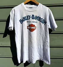 90’sVintage Harley Davidson Motor Company Bar and Shield Logo T-Shirt Gray Large picture