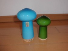 Holmegaard Michael Bang Mushroom Salt Pepper Shakers Blue Green 1970s Denmark picture