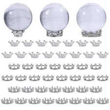 45Pcs Mini Crystal Stand Metal Sphere Holder 13/17/20mm Crown Shaped Display ... picture