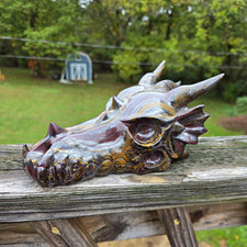 Colorful Tiger Iron Eye Hand Carved Crystal Dragon Skull Sculpture picture