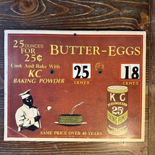 Rare Vintage KC Baking Powder Butter & Eggs Grocery Price Counter Sign picture