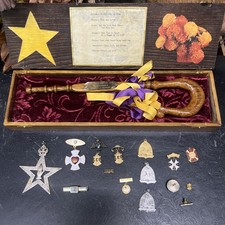 IOOF Independent Order Odd Fellows L.E.A Medal Staff Beehive Pin Pendant 60s Lot picture