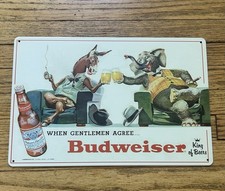 Budweiser - When Gentleman Agree - King of Beers - Metal Beer Sign 9 x 12 picture