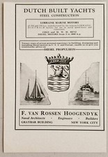 1929 Print Ad F. Van Rossen Hoogendyk Dutch Built Yachts Boats New York,NY picture