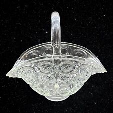 L.E. Smith Art Glass Clear Thousand Eye Pattern Wedding Centerpiece Basket 9”T picture